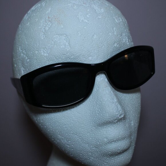 Christie Brinkley Destin BLKGRY Y2K 2000s Rectangle Black Acetate Sunglasses